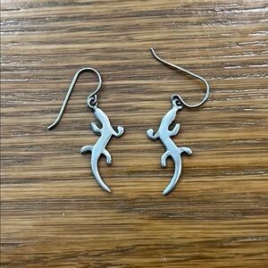 Silver Lizard Dangle Earrings